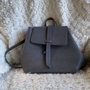 NEW Sondra Roberts Squared Vegan Leather Grey Backpack Purse